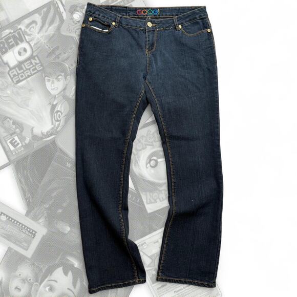 Y2K Coogi Black & Gold Straight Leg Denim Jeans W/ Rainbow Graphic Embroidery - Picture 3 of 6